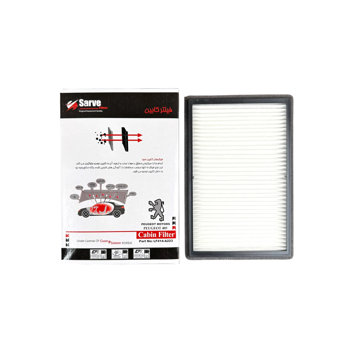 جعبه و فیلتر کابین پژو 405 سرو